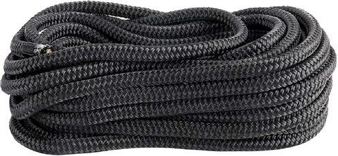 YaeMarine 2-Pack 3/4 Inch x 25ft Double Braid Nylon Dockline Dock Line Mooring Rope Marine Boat Dock Lines with 15" Loop Black in Kuwait