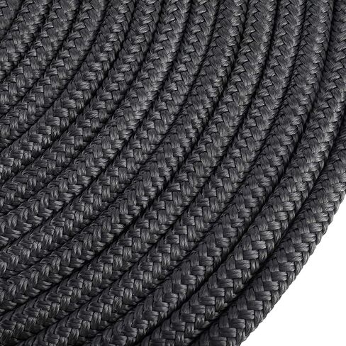 YaeMarine 2-Pack 3/4 Inch x 25ft Double Braid Nylon Dockline Dock Line Mooring Rope Marine Boat Dock Lines with 15" Loop Black in Kuwait