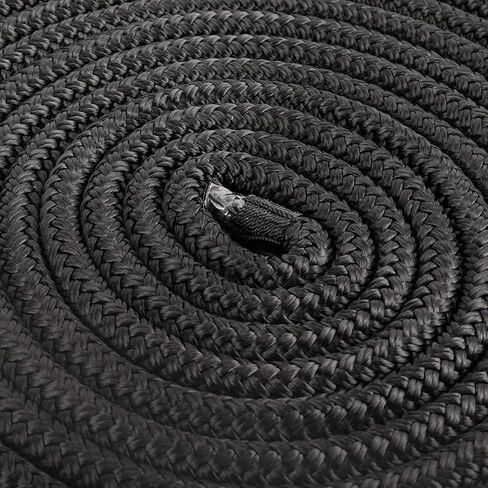 YaeMarine 2-Pack 3/4 Inch x 25ft Double Braid Nylon Dockline Dock Line Mooring Rope Marine Boat Dock Lines with 15" Loop Black in Kuwait