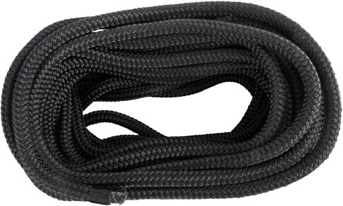 YaeMarine 2-Pack 3/4 Inch x 25ft Double Braid Nylon Dockline Dock Line Mooring Rope Marine Boat Dock Lines with 15" Loop Black in Kuwait