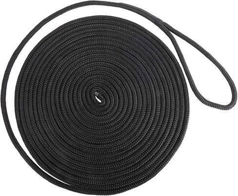 YaeMarine 2-Pack 3/4 Inch x 25ft Double Braid Nylon Dockline Dock Line Mooring Rope Marine Boat Dock Lines with 15" Loop Black in Kuwait