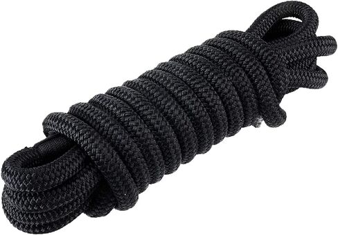 YaeMarine 2-Pack 3/4 Inch x 25ft Double Braid Nylon Dockline Dock Line Mooring Rope Marine Boat Dock Lines with 15" Loop Black in Kuwait