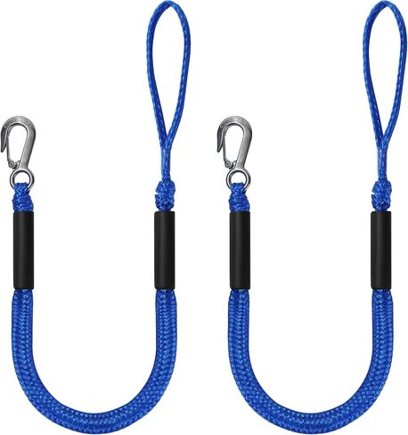 Bungee Dock Lines for Boats Marine Mooring Lines Boat Rope for Docking with Heavy Duty Clip Accessories for Jet Ski, PWC, Pontoon, Kayak, SeaDoo, WaveRunner (black-4pack) in Saudi Arabia