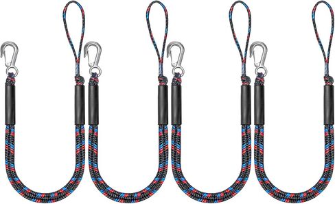 Bungee Dock Lines for Boats Marine Mooring Lines Boat Rope for Docking with Heavy Duty Clip Accessories for Jet Ski, PWC, Pontoon, Kayak, SeaDoo, WaveRunner (black-4pack) in Saudi Arabia