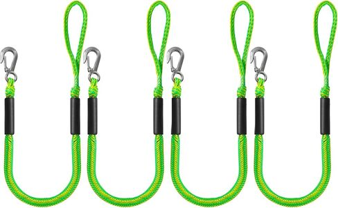 Bungee Dock Lines for Boats Marine Mooring Lines Boat Rope for Docking with Heavy Duty Clip Accessories for Jet Ski, PWC, Pontoon, Kayak, SeaDoo, WaveRunner (black-4pack) in Saudi Arabia