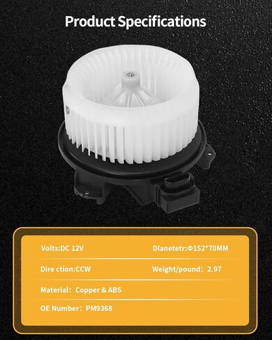 محرك منفاخ سخان HVAC متوافق مع مركبات الألعاب/PON/Scion، Vibe 2009-2010، tC 2011-2016، xB 2008-2015، Corolla 2009-2018 L4 1.8 2019، Matrix 2009-2014، RAV4 2006-2018 - يستبدل PM9368 in Kuwait