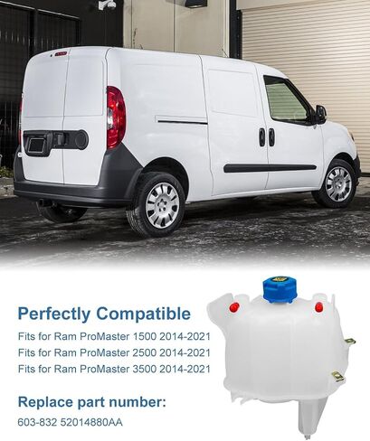 603-832 Coolant Reservoir Fit for Dodge Ram ProMaster 1500 2500 3500 2014 2015 2016 2017 2018 2019 2020 2021, Replace 52014880AA in Saudi Arabia
