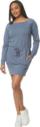 Andrew Marc Women's Midweight French Terry Wide Boat Neck Sweatshirt Dress in Saudi Arabia