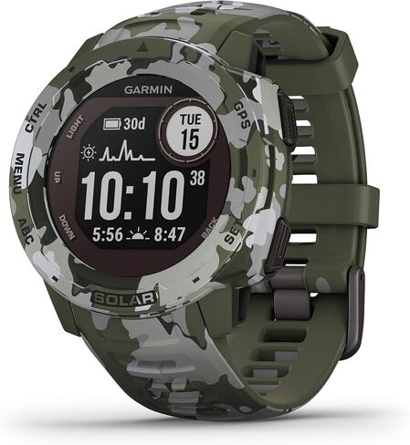 ساعة Garmin Instinct Solar، ساعة ذكية متينة للاستخدام الخارجي مزودة بقدرات شحن بالطاقة الشمسية، تطبيقات رياضية مدمجة ومراقبة صحية، Lichen Camo (متجدد) in Saudi Arabia