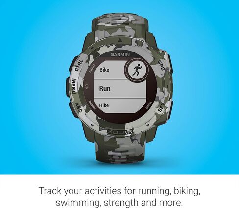 ساعة Garmin Instinct Solar، ساعة ذكية متينة للاستخدام الخارجي مزودة بقدرات شحن بالطاقة الشمسية، تطبيقات رياضية مدمجة ومراقبة صحية، Lichen Camo (متجدد) in Saudi Arabia