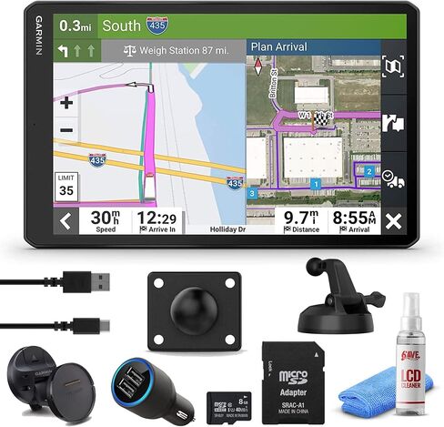 Garmin Dezl OTR810، جهاز ملاحي للشاحنات GPS كبير جدًا وسهل القراءة مقاس 8 بوصات، توجيه مخصص للشاحنات، صور الأقمار الصناعية Birdseye مع بطاقة Micro SD سعة 8 جيجابايت، ومحول سيارة USB ومجموعة تنظيف 6Ave in Saudi Arabia