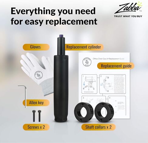 Office Chair Cylinder Replacement - Includes Removal Tool, Gloves, Gas Cylinder w/Hydraulic Piston in Saudi Arabia