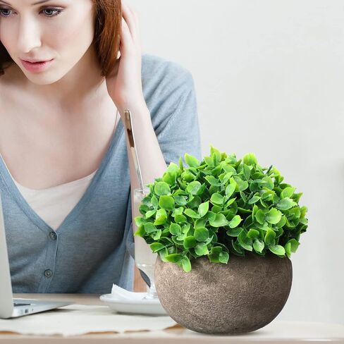 9 Pcs Fake Plants Small Artificial Faux Greenery Mini Faux Plants Indoor Plastic Topiary Shrubs with Gray Pot Green Grass Potted Plants for Bathroom Desk Home Office Decor House decor in Saudi Arabia