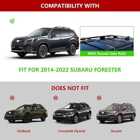 قضبان متقاطعة لسقف السيارة تناسب 2014-2023 سوبارو فورستر، قضبان متقاطعة من الألومنيوم قابلة للتعديل لحامل البضائع على السطح ودراجة الكاياك ورف الأمتعة على الجليد in Kuwait