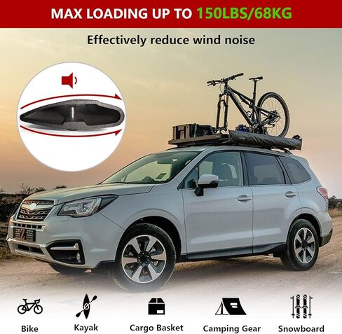 قضبان متقاطعة لسقف السيارة تناسب 2014-2023 سوبارو فورستر، قضبان متقاطعة من الألومنيوم قابلة للتعديل لحامل البضائع على السطح ودراجة الكاياك ورف الأمتعة على الجليد in Kuwait