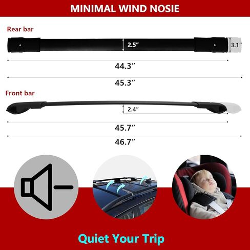 قضبان متقاطعة لسقف السيارة تناسب 2014-2023 سوبارو فورستر، قضبان متقاطعة من الألومنيوم قابلة للتعديل لحامل البضائع على السطح ودراجة الكاياك ورف الأمتعة على الجليد in Kuwait