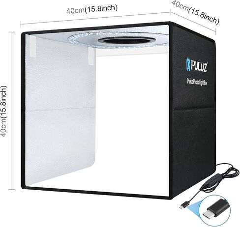 OBEST 16"x16"/40cm Light Box Photography, Portable Photo Studio Box for Small Product Photography, High CRI＞95 6500K 20W with 6PVC Backdrops & Diffuse Cloth & 112 LED Lights Dimmable (White,Soft,Warm… in Saudi Arabia