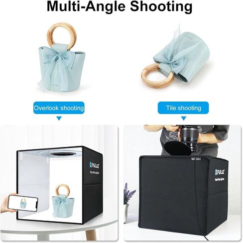 OBEST 16"x16"/40cm Light Box Photography, Portable Photo Studio Box for Small Product Photography, High CRI＞95 6500K 20W with 6PVC Backdrops & Diffuse Cloth & 112 LED Lights Dimmable (White,Soft,Warm… in Saudi Arabia