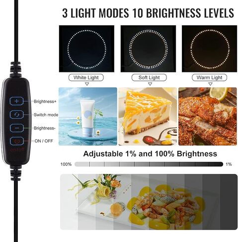 OBEST 16"x16"/40cm Light Box Photography, Portable Photo Studio Box for Small Product Photography, High CRI＞95 6500K 20W with 6PVC Backdrops & Diffuse Cloth & 112 LED Lights Dimmable (White,Soft,Warm… in Kuwait