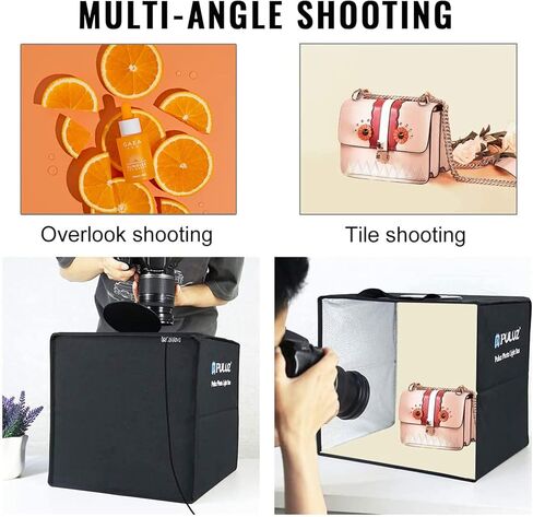 OBEST 16"x16"/40cm Light Box Photography, Portable Photo Studio Box for Small Product Photography, High CRI＞95 6500K 20W with 6PVC Backdrops & Diffuse Cloth & 112 LED Lights Dimmable (White,Soft,Warm… in Kuwait