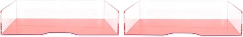 Rose Gold Mirror 2 Pack - Acrylic Stackable Mirror Letter Tray, Clear Paper Organizer for Office, Vanity - Desk Workspace Organizers and Accessories, File Holder, Stacking Desktop Organization in Saudi Arabia