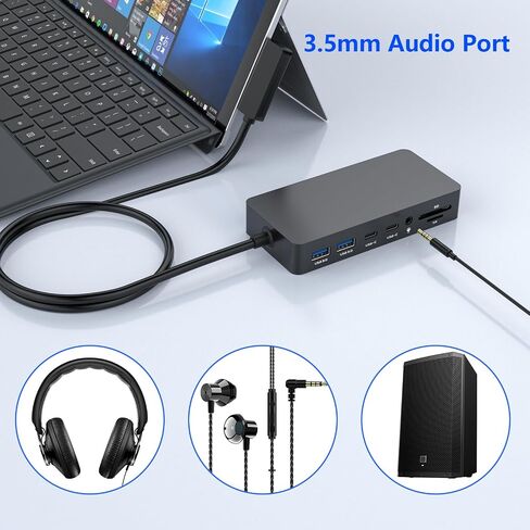 Microsoft Surface Dock 2 Triple Displays Dual HDMI+VGA، قاعدة تركيب سطحية 12 في 1 لأجهزة Surface Pro 10/9/8/X/7/6/5/4/3، وSurface Laptop 6/5/4/3/2/ 1، سيرفس لاب توب جو 3/2/1، سيرفس بوك 3/2/1 جديد in Saudi Arabia