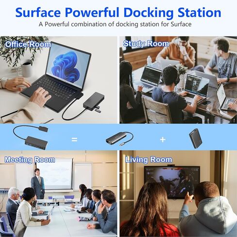 Microsoft Surface Dock 2 Triple Displays Dual HDMI+VGA، قاعدة تركيب سطحية 12 في 1 لأجهزة Surface Pro 10/9/8/X/7/6/5/4/3، وSurface Laptop 6/5/4/3/2/ 1، سيرفس لاب توب جو 3/2/1، سيرفس بوك 3/2/1 جديد in Saudi Arabia