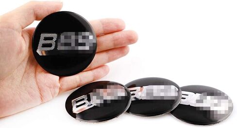 4 قطع 56 مم (2.2 بوصة) أغطية محور العجلة غطاء مركزي على شكل قوس دائري ثلاثي الأبعاد من سبائك الألومنيوم ستيريو لملصقات شارة شعار BBS مناسبة لملحقات تصميم سيارات الدفع الرباعي (أسود) in Kuwait