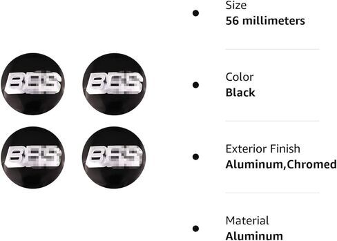 4 قطع 56 مم (2.2 بوصة) أغطية محور العجلة غطاء مركزي على شكل قوس دائري ثلاثي الأبعاد من سبائك الألومنيوم ستيريو لملصقات شارة شعار BBS مناسبة لملحقات تصميم سيارات الدفع الرباعي (أسود) in Kuwait