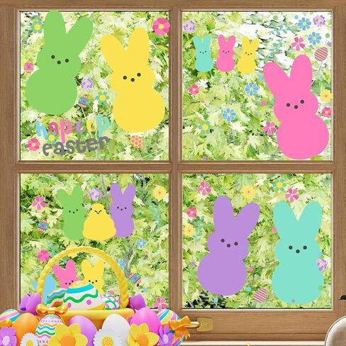 ملصقات نافذة عيد الفصح لتزيين أرنب عيد الفصح، ما الأمر؟ ملصقات نافذة على شكل زهرة الربيع لعطلة عيد الفصح، ملصقات أرنب ملونة لحفلات أرنب الربيع، مستلزمات تزيين حفلات عيد الفصح in Kuwait