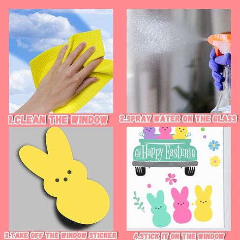 ملصقات نافذة عيد الفصح لتزيين أرنب عيد الفصح، ما الأمر؟ ملصقات نافذة على شكل زهرة الربيع لعطلة عيد الفصح، ملصقات أرنب ملونة لحفلات أرنب الربيع، مستلزمات تزيين حفلات عيد الفصح in Kuwait