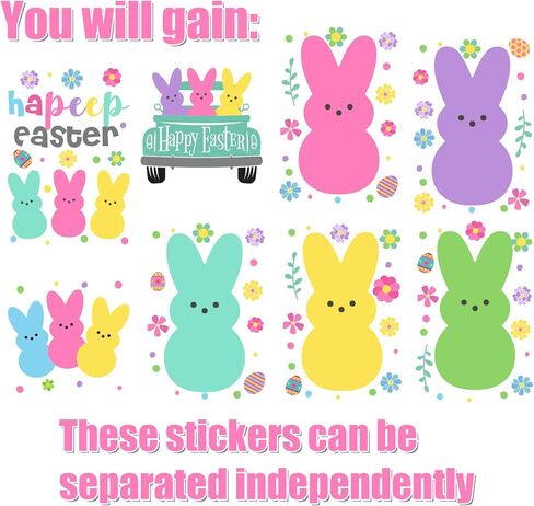 ملصقات نافذة عيد الفصح لتزيين أرنب عيد الفصح، ما الأمر؟ ملصقات نافذة على شكل زهرة الربيع لعطلة عيد الفصح، ملصقات أرنب ملونة لحفلات أرنب الربيع، مستلزمات تزيين حفلات عيد الفصح in Kuwait