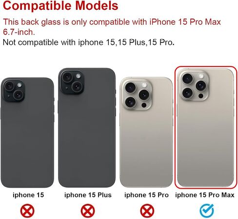 OEM Rear Back Glass Replacement Compatible with iPhone 15 Pro Max 6.7-inches with Reparing Toolkit (Black Titanium) in Saudi Arabia