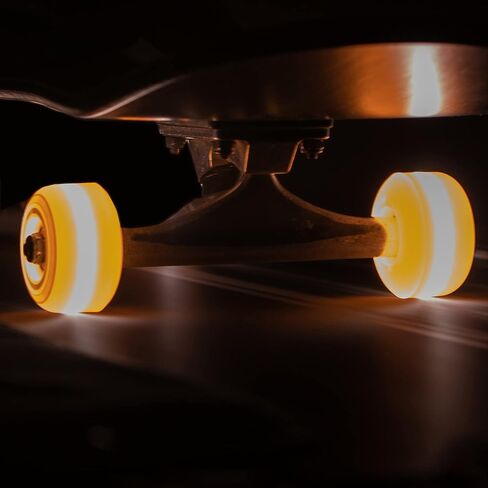 عجلات شارع مضيئة LED مقاس 54 مم (عبوة من قطعتين) مع محامل من الفولاذ الكربوني ABEC-7 للتوهج في الظلام، لجميع الأعمار ومستويات المهارة، متعة التزلج بدون الحاجة إلى بطاريات (برتقالي) in Kuwait