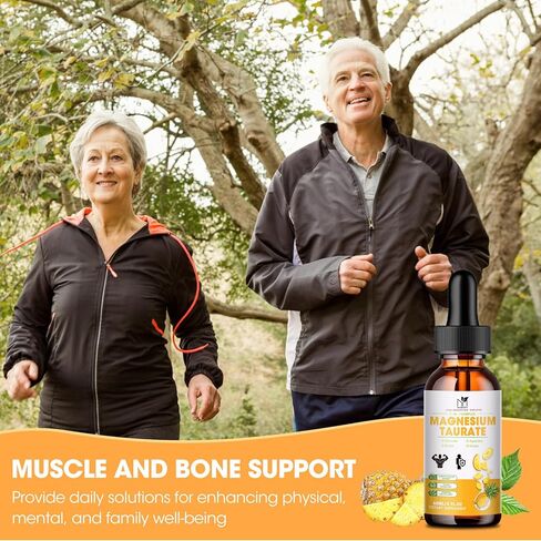 4 FL.OZ | Liquid Magnesium Taurate,Glycinate,Malate,Aspartate,Citrate 2000mg-Magnesium Glycinate 500mg-Chelated Magnesium Complex Supplement for Cardiovascular, Calm, Zzz, Mood, Muscle Cramp Support in Kuwait