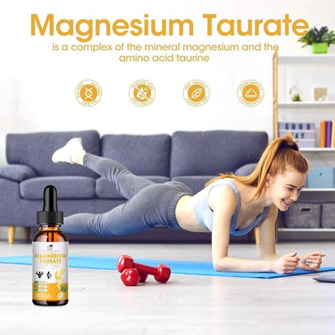 4 FL.OZ | Liquid Magnesium Taurate,Glycinate,Malate,Aspartate,Citrate 2000mg-Magnesium Glycinate 500mg-Chelated Magnesium Complex Supplement for Cardiovascular, Calm, Zzz, Mood, Muscle Cramp Support in Kuwait