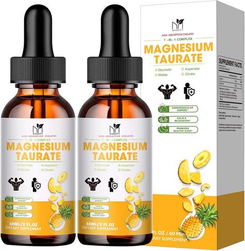 4 FL.OZ | Liquid Magnesium Taurate,Glycinate,Malate,Aspartate,Citrate 2000mg-Magnesium Glycinate 500mg-Chelated Magnesium Complex Supplement for Cardiovascular, Calm, Zzz, Mood, Muscle Cramp Support in Kuwait