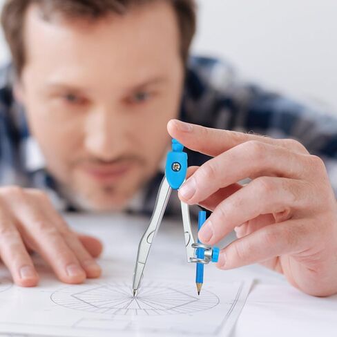 أداة هندسية بوصلة مع صندوق حديد منقلة ومجموعة بوصلة مجموعة هندسية محمولة بوصلة رسم زرقاء لوازم مدرسية أداة رسم دائرة للصياغة والرسومات (8 قطع) in Kuwait