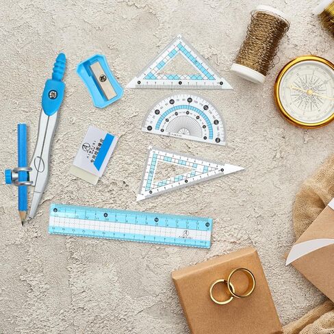 أداة هندسية بوصلة مع صندوق حديد منقلة ومجموعة بوصلة مجموعة هندسية محمولة بوصلة رسم زرقاء لوازم مدرسية أداة رسم دائرة للصياغة والرسومات (8 قطع) in Kuwait