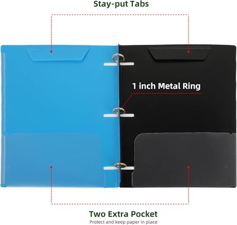 حافظة محمولة مكونة من 3 حلقات مكونة من 12 حزمة، حافظة عرض تقديمي، حافظة عرض يدوية مع عمود فقري مزخرف قابل للتمدد + غطاء أمامي مخصص + جيبان شفافان مع علامات تبويب آمنة، تتسع لـ 150 ورقة in Kuwait