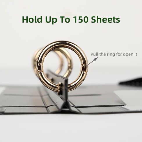 حافظة محمولة مكونة من 3 حلقات مكونة من 12 حزمة، حافظة عرض تقديمي، حافظة عرض يدوية مع عمود فقري مزخرف قابل للتمدد + غطاء أمامي مخصص + جيبان شفافان مع علامات تبويب آمنة، تتسع لـ 150 ورقة in Kuwait