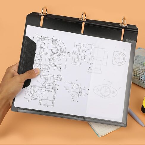 حافظة محمولة مكونة من 3 حلقات مكونة من 12 حزمة، حافظة عرض تقديمي، حافظة عرض يدوية مع عمود فقري مزخرف قابل للتمدد + غطاء أمامي مخصص + جيبان شفافان مع علامات تبويب آمنة، تتسع لـ 150 ورقة in Kuwait