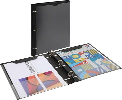 حافظة محمولة مكونة من 3 حلقات مكونة من 12 حزمة، حافظة عرض تقديمي، حافظة عرض يدوية مع عمود فقري مزخرف قابل للتمدد + غطاء أمامي مخصص + جيبان شفافان مع علامات تبويب آمنة، تتسع لـ 150 ورقة in Kuwait