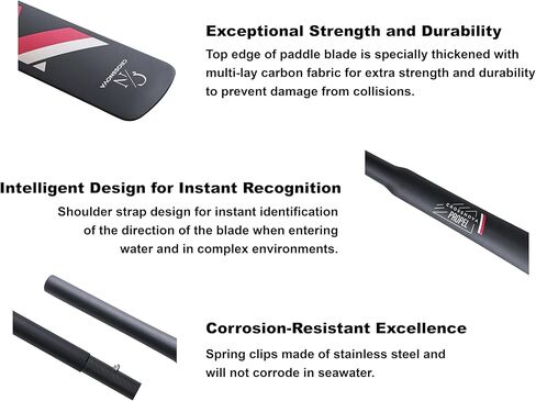 مجداف جرينلاند 220 سم / 86.6 بوصة، 590 جرام / 1.3 رطل، خفيف الوزن للغاية من ألياف الكربون بالكامل مجداف كاياك للتجديف (نمط معين أسود كربوني) in Kuwait