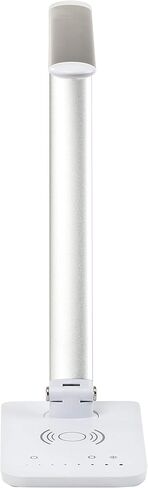 Safco Products 1009SL, Pivoting Neck, Built-in Wireless, USB Port Vamp LED Lamp with Charging Pad, Silver, 16" D x 5" W x 16.75" H in Saudi Arabia