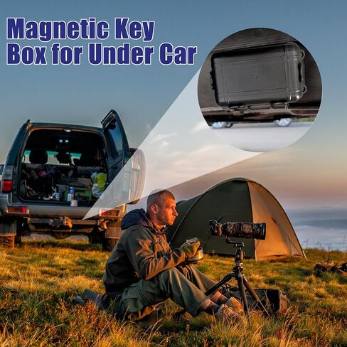 Magnetic Key Box for Under Car - Hide A Key Outside, Waterproof Car Key Holder Magnetic Keychain Holder for Car Keys (Black) in Saudi Arabia