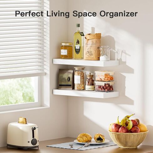 AMADA HOMEFURNISHING أرفف عائمة من خشب الصنوبر، أرفف حائط من الصنوبر الصلب مع دعامات معززة من قطعة واحدة للمطبخ/الحمام/غرفة النوم/غرفة المعيشة/التخزين المكتبي، أرفف لديكور جدار الغرفة، AMFS30WN in Kuwait