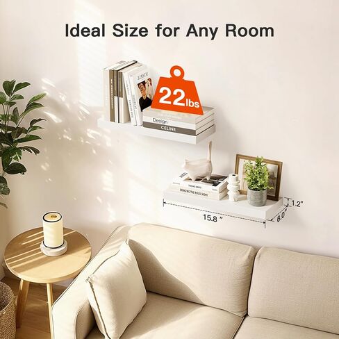 AMADA HOMEFURNISHING أرفف عائمة من خشب الصنوبر، أرفف حائط من الصنوبر الصلب مع دعامات معززة من قطعة واحدة للمطبخ/الحمام/غرفة النوم/غرفة المعيشة/التخزين المكتبي، أرفف لديكور جدار الغرفة، AMFS30WN in Kuwait