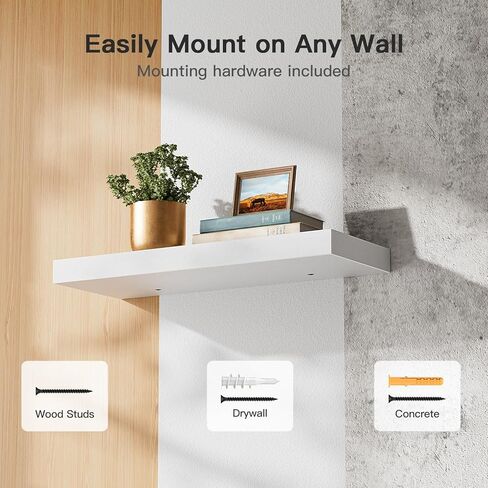 AMADA HOMEFURNISHING أرفف عائمة من خشب الصنوبر، أرفف حائط من الصنوبر الصلب مع دعامات معززة من قطعة واحدة للمطبخ/الحمام/غرفة النوم/غرفة المعيشة/التخزين المكتبي، أرفف لديكور جدار الغرفة، AMFS30WN in Kuwait