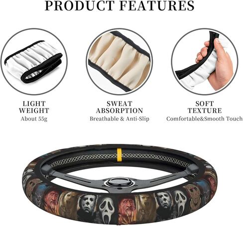 Halloween Horror Movie Steering Wheel Cover Universal 15 in Car Accessories for Men Women,Steering Wheel Protector Comfortable Protective Case for SUV Sedan Decor in Saudi Arabia